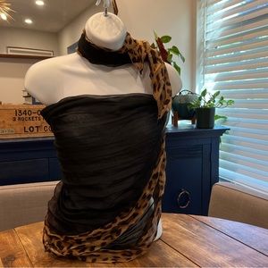 Roberto Cavalli leopard and black scarf